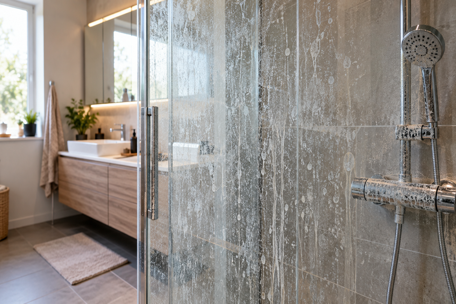 Comment enlever le calcaire incrusté sur une paroi de douche ?
