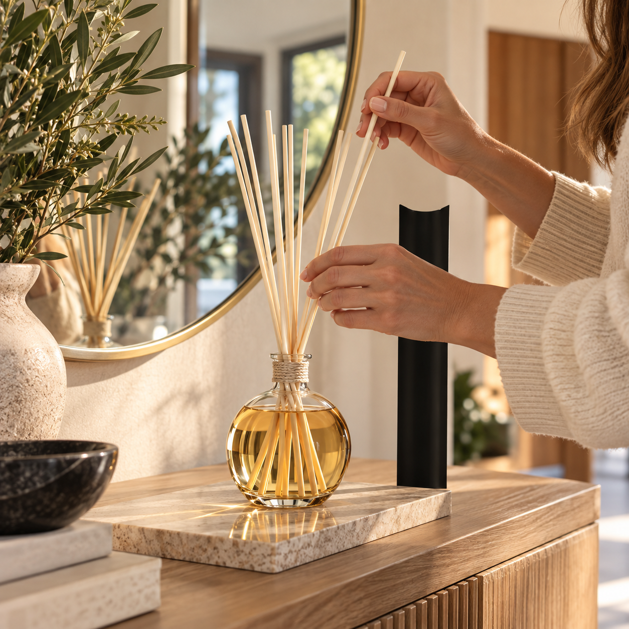 Bâtonnets diffuseur parfum 37 cm en rotin